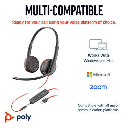 Poly Blackwire 3225 Stereo UC USB-C/A +3.5mm Headset 8X229AA image 7