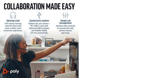 Poly Blackwire 3225 Stereo UC USB-C/A +3.5mm Headset 8X229AA image 8