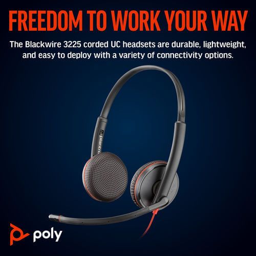 Poly Blackwire 3225 Stereo UC USB-C/A +3.5mm Headset 8X229AA image 9