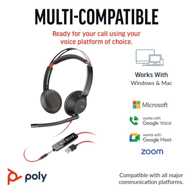 Poly Blackwire 5220 Stereo USB-C/A +3.5mm Headset Bulk 8X231A6 image 3