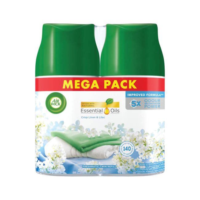 Air Wick Freshmatic Refill Air Freshener Crisp Linen and Lilac 250ml (Pack of 2) 3251952 image 1