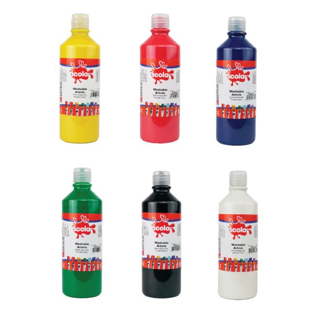Washable Ready Mixed Paint 600ml Assorted (Pack of 6) AR02579 image 1