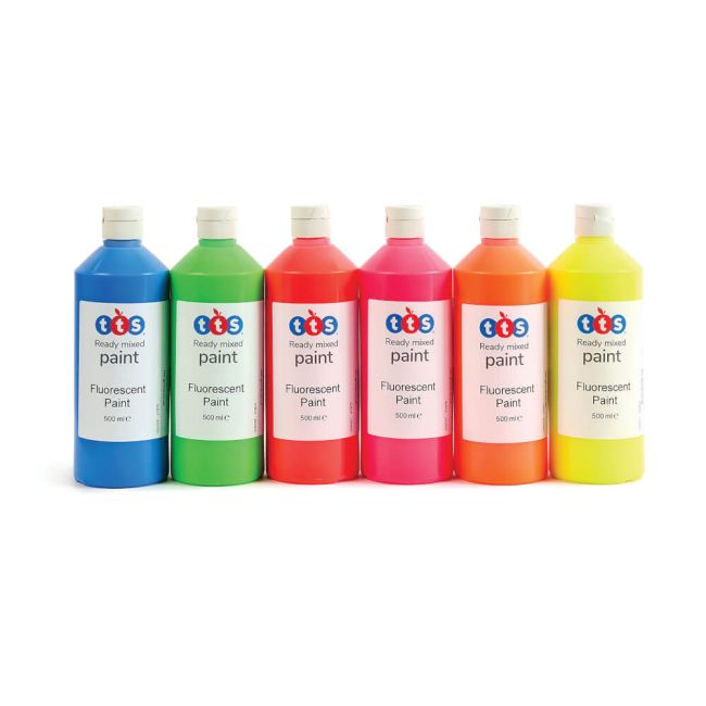 Ready Mixed Paint 500ml Fluorescent Assorted (Pack of 6) AR01014 image 1