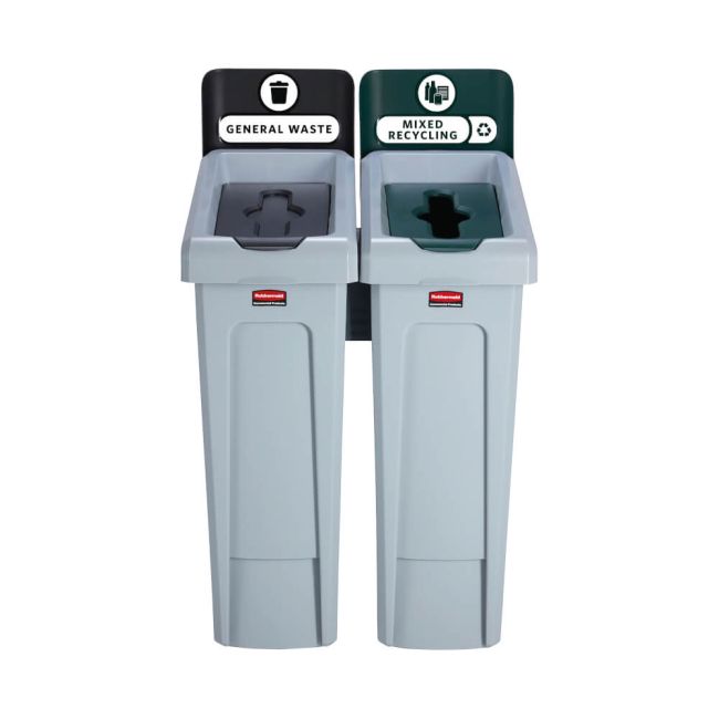 Rubbermaid Slim Jim 2-Stream Recycling Station General Waste/Mixed Recycling 2129601 image 3