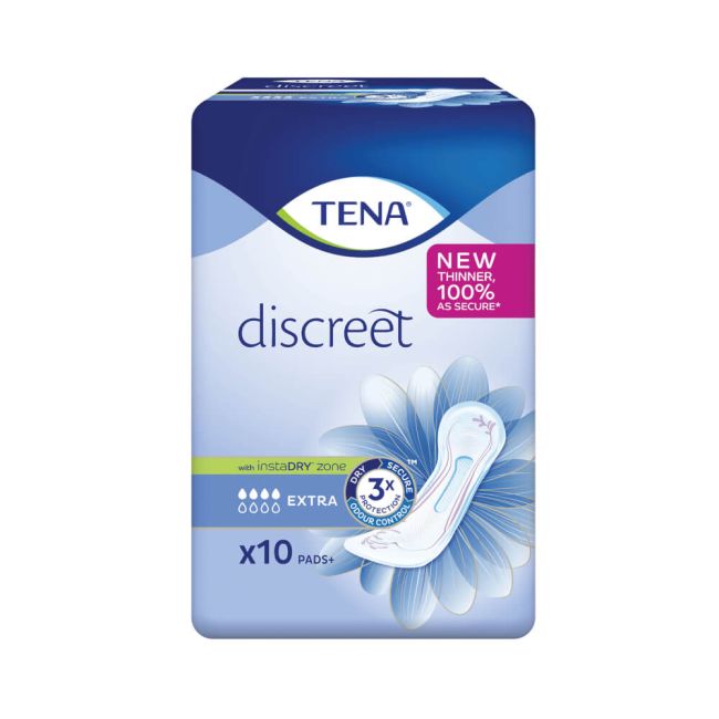 TENA Discreet Extra Incontinence Pads (Pack of 10) 33943 image 1
