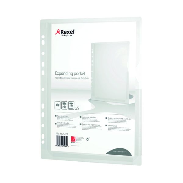 Rexel Nyrex Hdut Hcap A4 Pkt Clr Pk5 image
