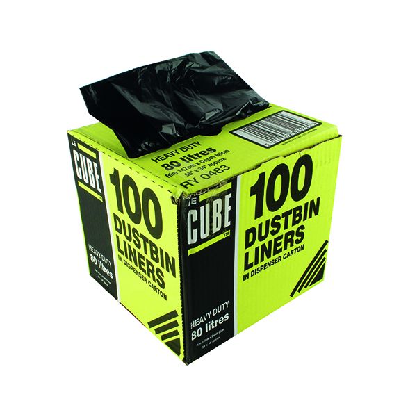 Le Cube Dustbin Liners Pk100 80L image