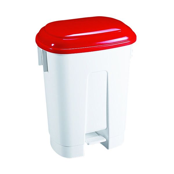 60L Plastic Bin White/Red 348012 image