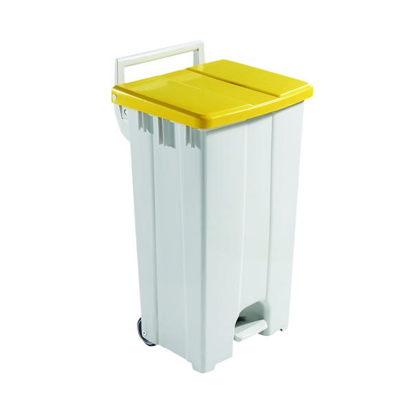90L Mobile Pedal Bin Lid Ylw 357002 image