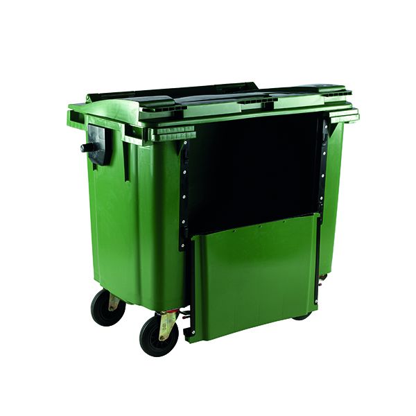1100L Drop Front Wheellie Bin Green image
