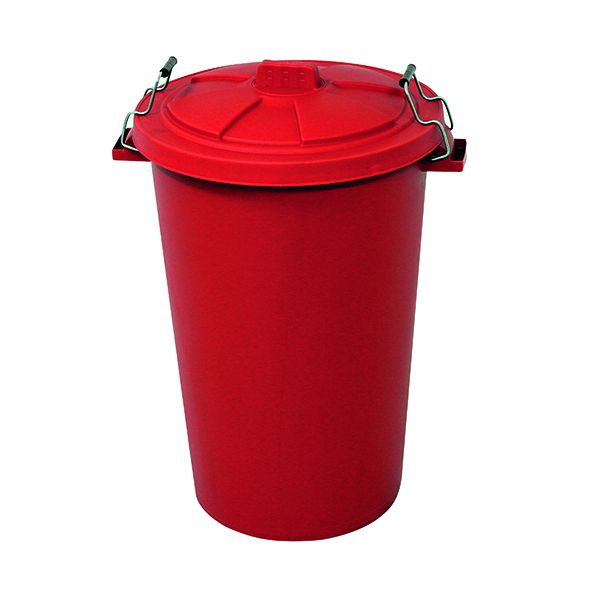 Dustbin 90L With Lid Red 382067 image