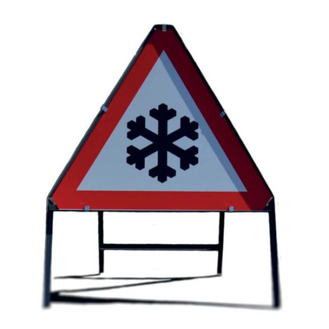 Winter Hazard Snow and Ice Warning Sign 600mm Red/White 403076 image 1
