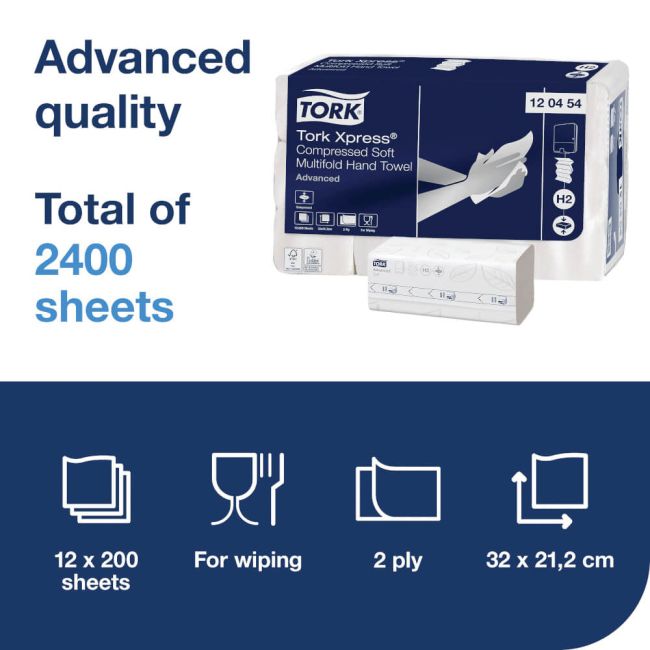 Tork Xpress Compressed Soft Multifold Hand Towels White (Pack of 2400) 120454 image 3