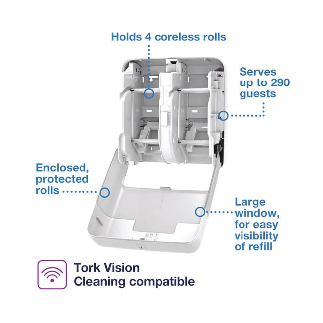 Tork OptiServe Coreless 4-Roll Toilet Roll Dispenser White 558051 image 2