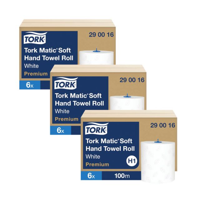 Tork Matic Hand Towel Roll H1 100m White (Pack of 6) 3For2 image 1