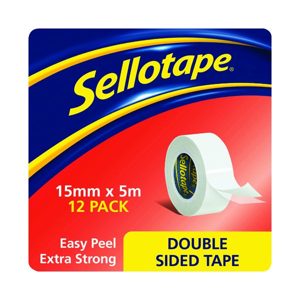 Sellotape Double Sided Tape 15mmx5m 12 Pack 1445293 Printer Base