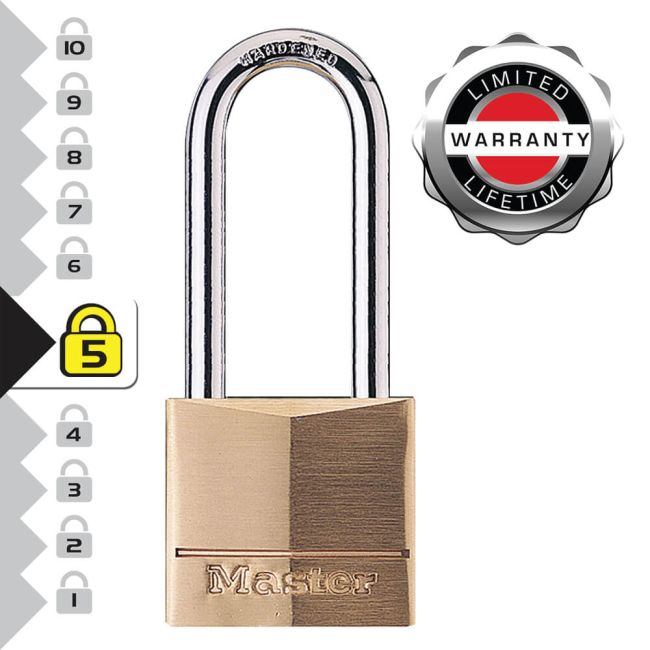 Master Lock 40mm Brass Padlock with 2 Keys Long Shackle 140EURDLH image 3