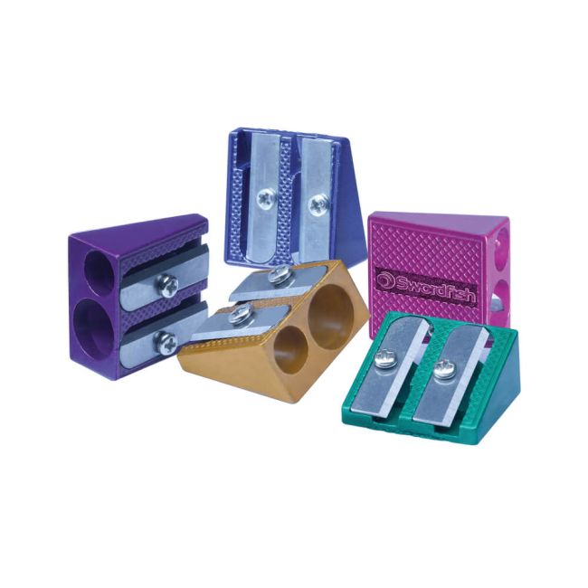 Swordfish Double Hole Metal Wedge Sharpener Assorted (Pack of 20) 40382 image 1