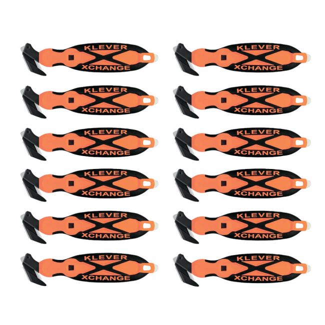 Klever X-Change Safety Cutter with Wider Cut Head and Scraper Orange (Pack of 12) KCJ-XC-35G image 1
