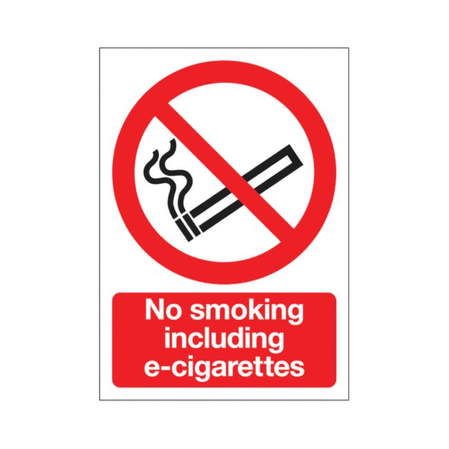 Signs and Labels No Smoking Including E-Cigarettes Sign Rigid Plastic 297x210mm EL008A4RP image 1