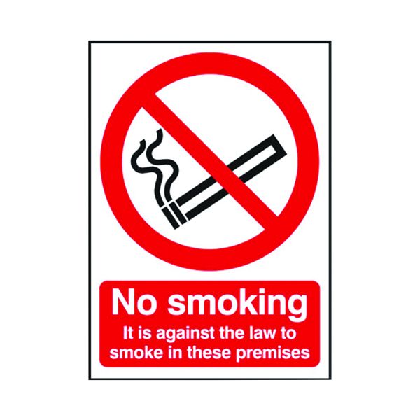 Safety Sign A4 No Smkng Law/Premis S image
