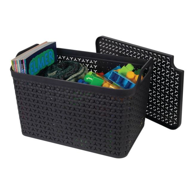 Strata Large Urban Store Basket with Lid 24L Charcoal Grey XW124-CHA-VW image 3