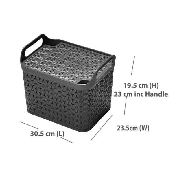 Strata Medium Urban Store Basket with Lid 14L Charcoal Grey XW123-CHA-VW image 2