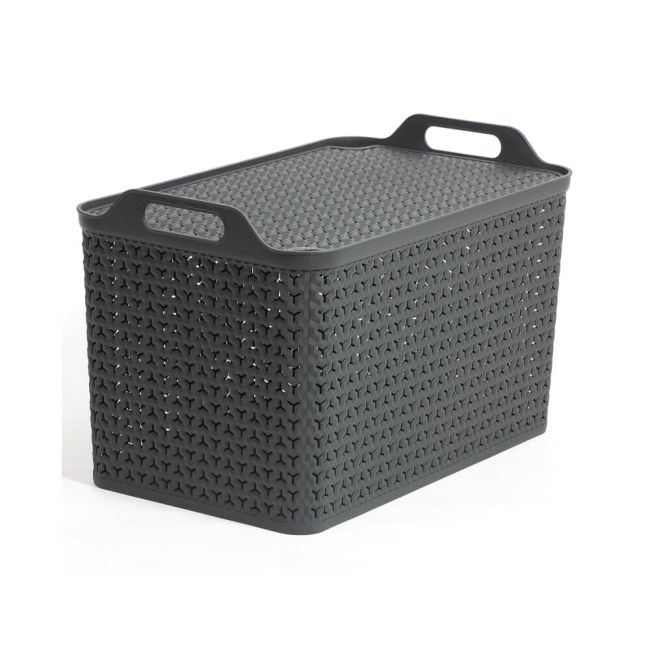 Strata Extra Large Basket with Lid 42L Charcoal Grey XW131-CHA-VW image 1