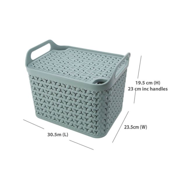 Strata Medium Urban Store Basket with Lid 14L Green XW123-LPG-VW image 2