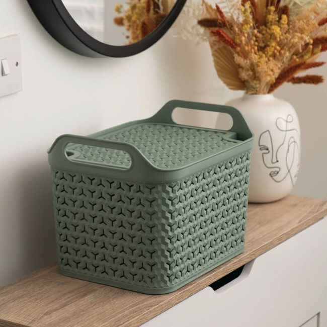 Strata Medium Urban Store Basket with Lid 14L Green XW123-LPG-VW image 3