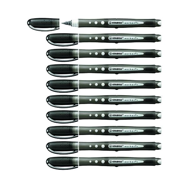 Stabilo Worker+ Rbl Pen Black Pk10 image