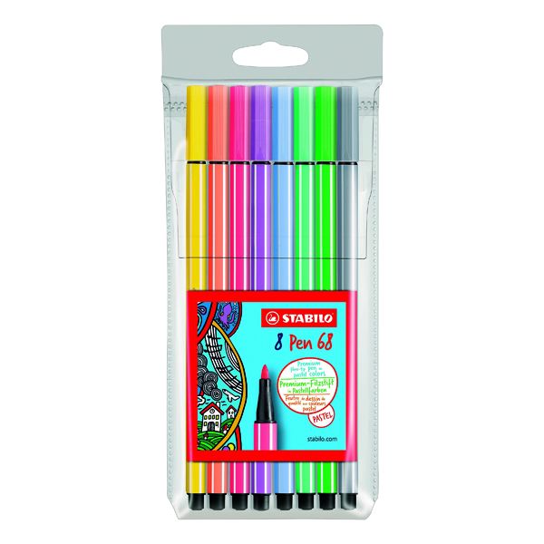 Stabilo 68 Pen Astd Pastel 8 Pk10 image