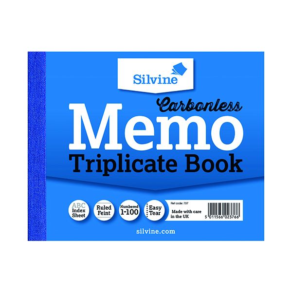 Silvine Triplicate Memo Book 707 Pk5 image