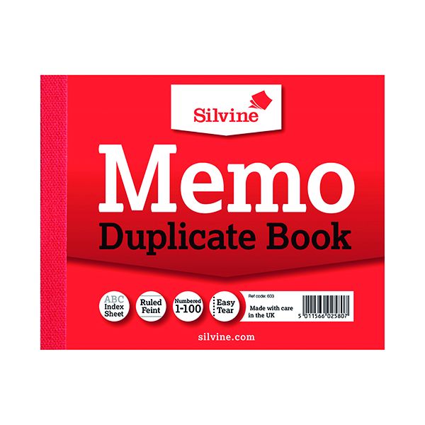 Silvine Duplicate Memo Book 603 Pk12 image