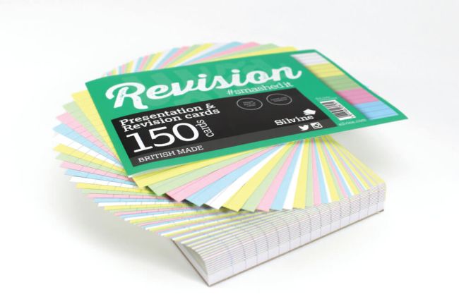 Silvine Revision Presentation Cards Unbound 150 Cards Ruled A6 Assorted (Pack of 8) LUX64MIX image 3