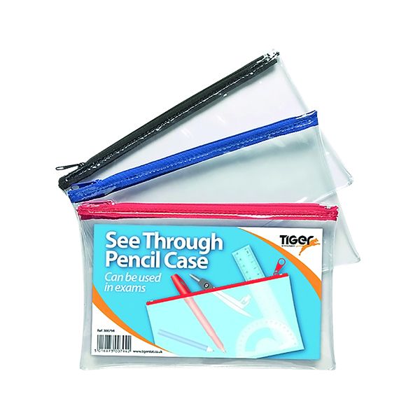 See Through Pencil Case 200 x 125mm 12 Pack 300794 Printer Base