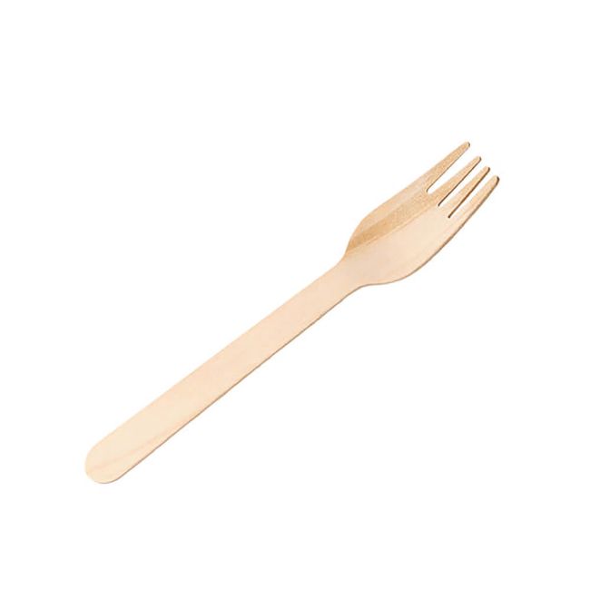 Economy Disposable Birch Wood Fork 16cm (Pack of 100) F90221-0 image 1