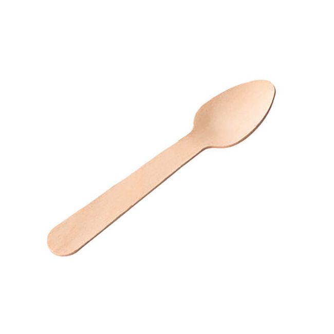 Economy Disposable Birch Wood Teaspoon 11cm (Pack of 100) F90223-0 image 1