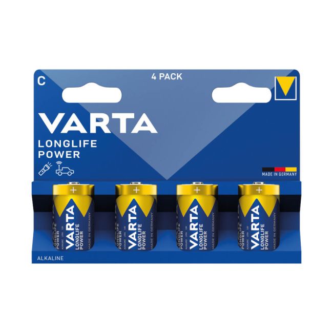 Varta Longlife Power C Alkaline Battery 1.5V (Pack of 4) 4914121424 image 1