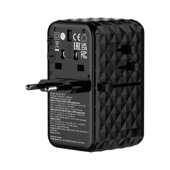 Verbatim Charge n Travel GaN III Universal Travel Adapter 85W 32127 image 1