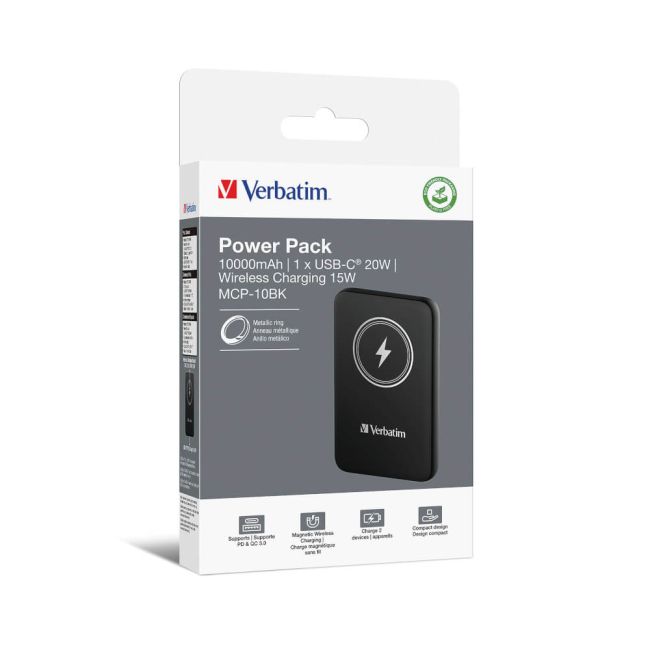 Verbatim Charge n Go Power Bank Magnetic Wireless Charging 10000mAh Black 32245 image 4