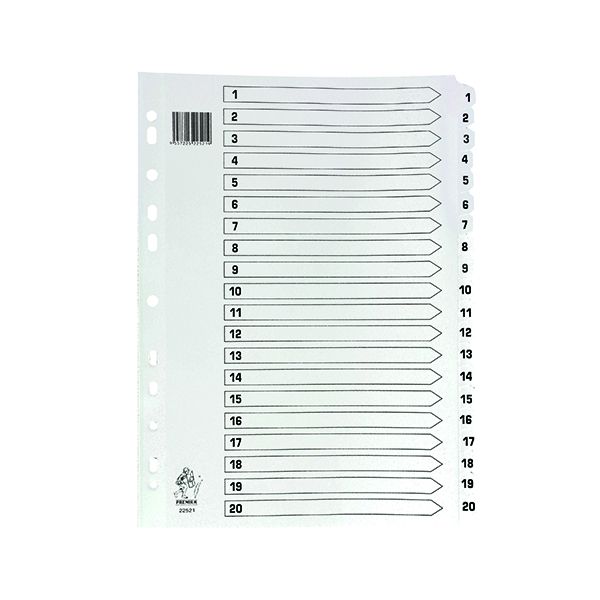 Np A4 Mylar Index 1-20 White image