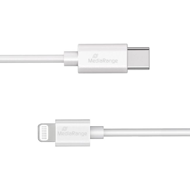 MediaRange Apple Lightning to USB Type-C Charge + Sync Cable 1m White image 1