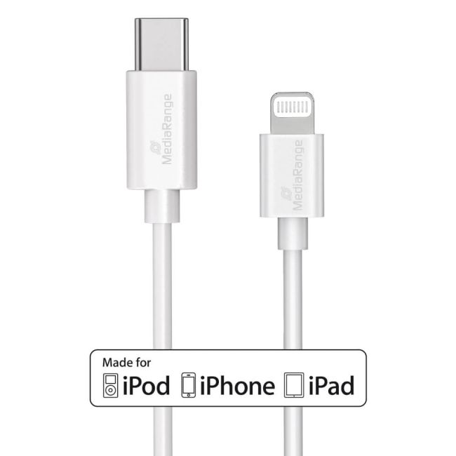 MediaRange Apple Lightning to USB Type-C Charge + Sync Cable 1m White image 4
