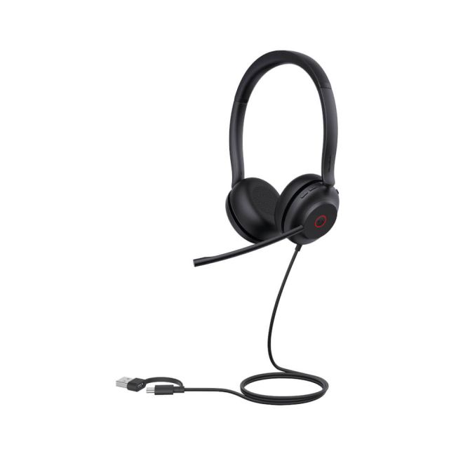 Yealink UH35 Dual Wired On-ear Headset USB-A USB Certified for Microsoft Teams Black 1308163 image 1