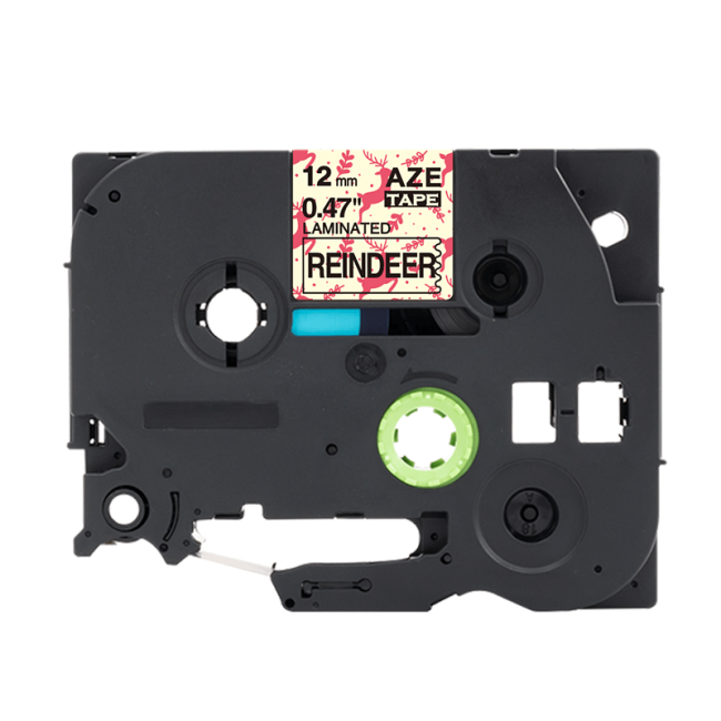 Compatible Brother TZe-MPCC31  12mm Black on Reindeer Pattern Tape (8 Meters)