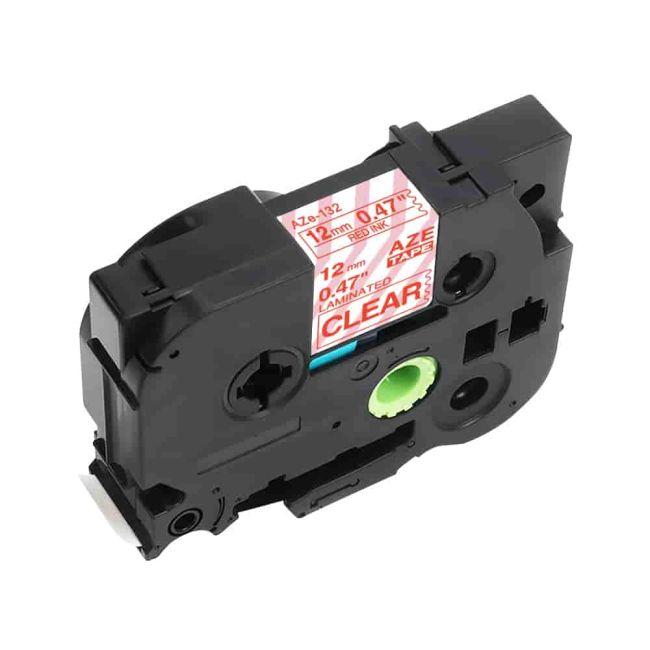 Compatible Brother 12mm Gloss Red On Clear Tape CP-TZe132