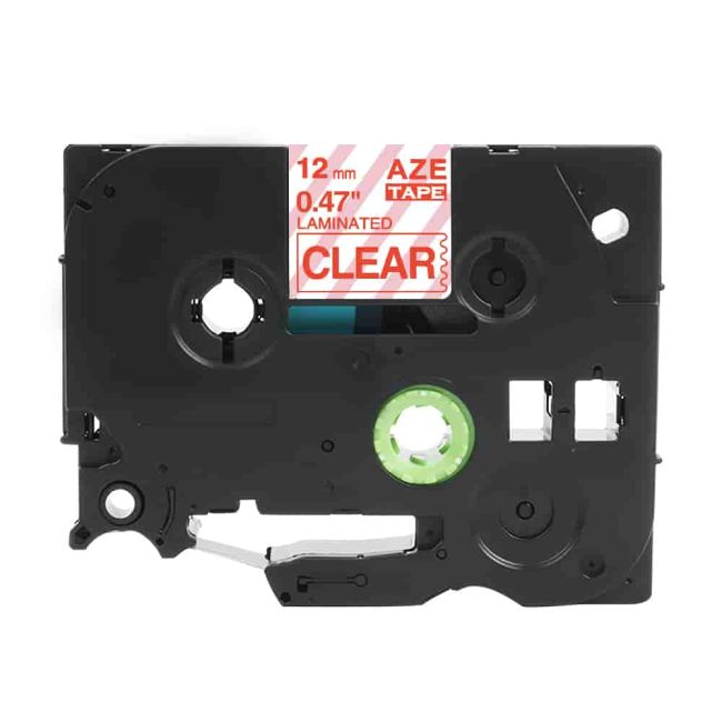 Compatible Brother 12mm Gloss Red On Clear Tape CP-TZe132