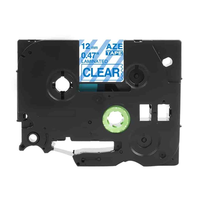 Compatible Brother 12mm Gloss Blue On Clear Tape CP-TZe133