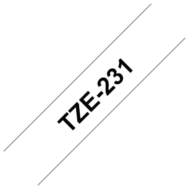 Compatible Brother TZe231 TZ231 12mm x 8m Black On White Tape
